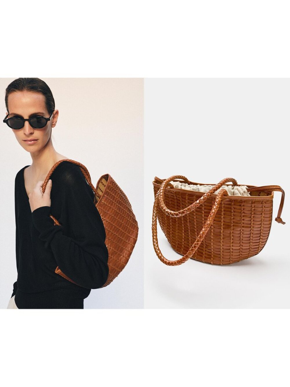 NEW ZARA woven leather bag 6396